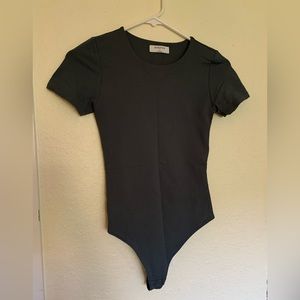 Babaton Dark Grey Short Sleeve Bodysuit